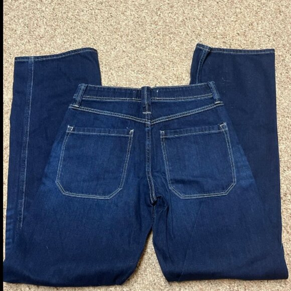 FREE WE THE FREE PEOPLE WIDE LEG SAILOR BUTTON FLY DARK JEANS 25/26/27 w - Picture 4 of 5